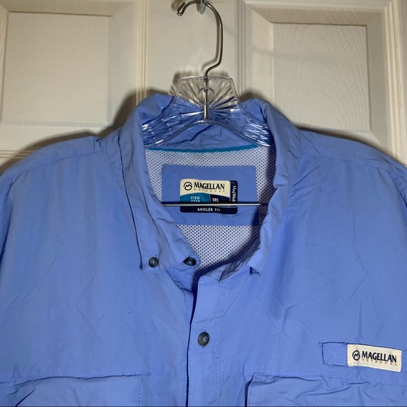 Magellan Blue Fish Gear Short Sleeve Angler Fit Button Up Shirt 3XL - Picture 3 of 8